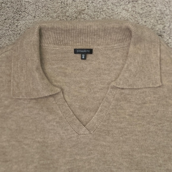 Dynamite Beige Knit Collared Sweater - Picture 2 of 3